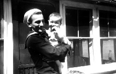 Gordon Bennett in navy uniform; Ruth Bennett; Family